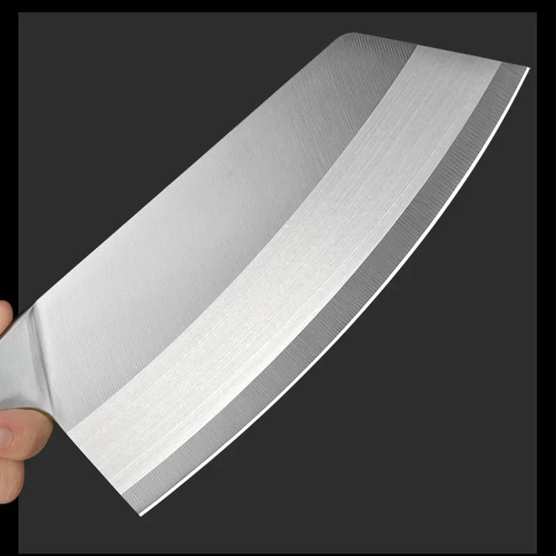 Stainless Steel Cleaver Kitchen Knife – Wooden Handle Utility Knife for Slicing Fish, Vegetables & Meat