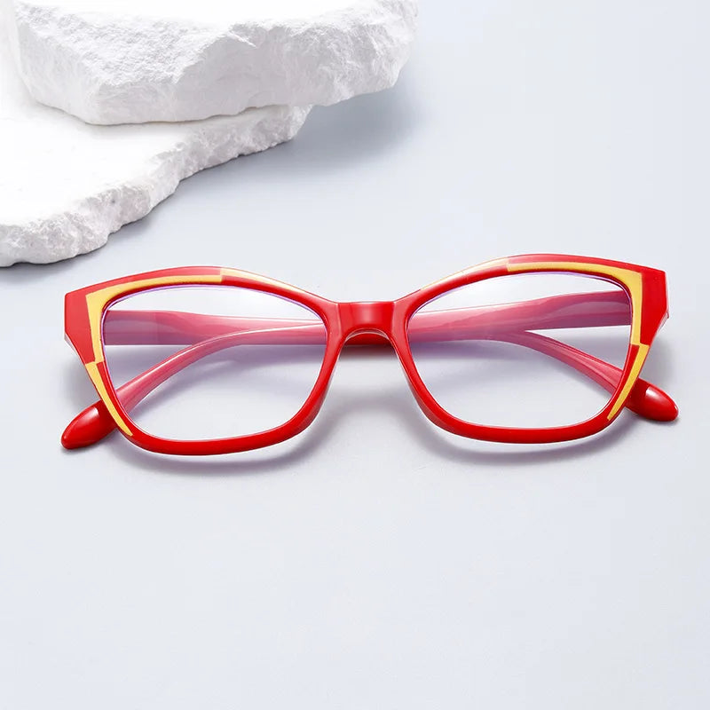 Fashion Cat Eye Reading Glasses for Women – Anti Blue Light Blocker Eyeglasses, Double Color Frame Computer Readers
