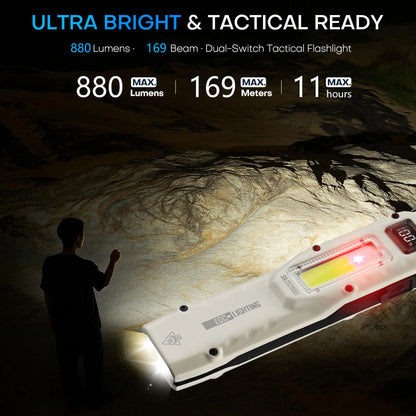 Tactical Triple-Light LED Flashlight – Ultra-Thin Aluminum Alloy EDC Rechargeable COB Work Light