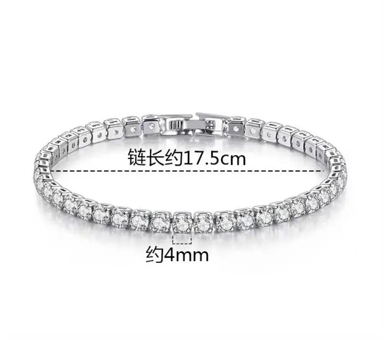 Real Moissanite Bracelet for Women - S925 Sterling Silver, 4mm Diamonds, Tennis Bangle Chains, Sparkling Fine Jewelry
