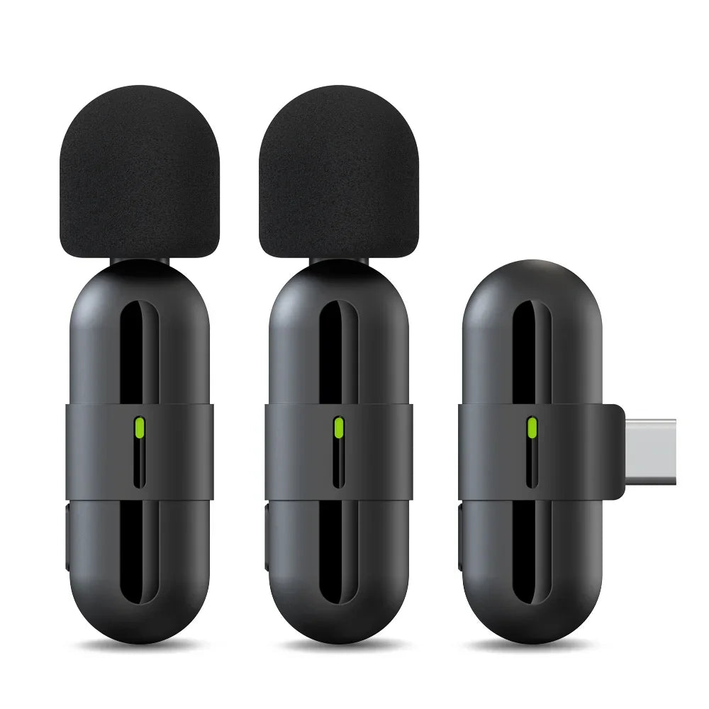 Basix Mini Wireless Lavalier Microphone - Noise Cancelling Portable Mic for iPhone Android Camera Live Interviews