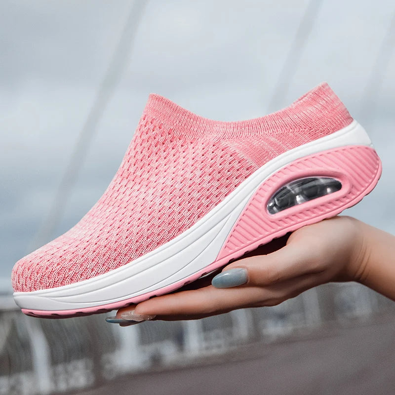 Breathable Lightweight Women’s Sneakers – Outdoor Soft Sock Slip-On Tennis Shoes for Women