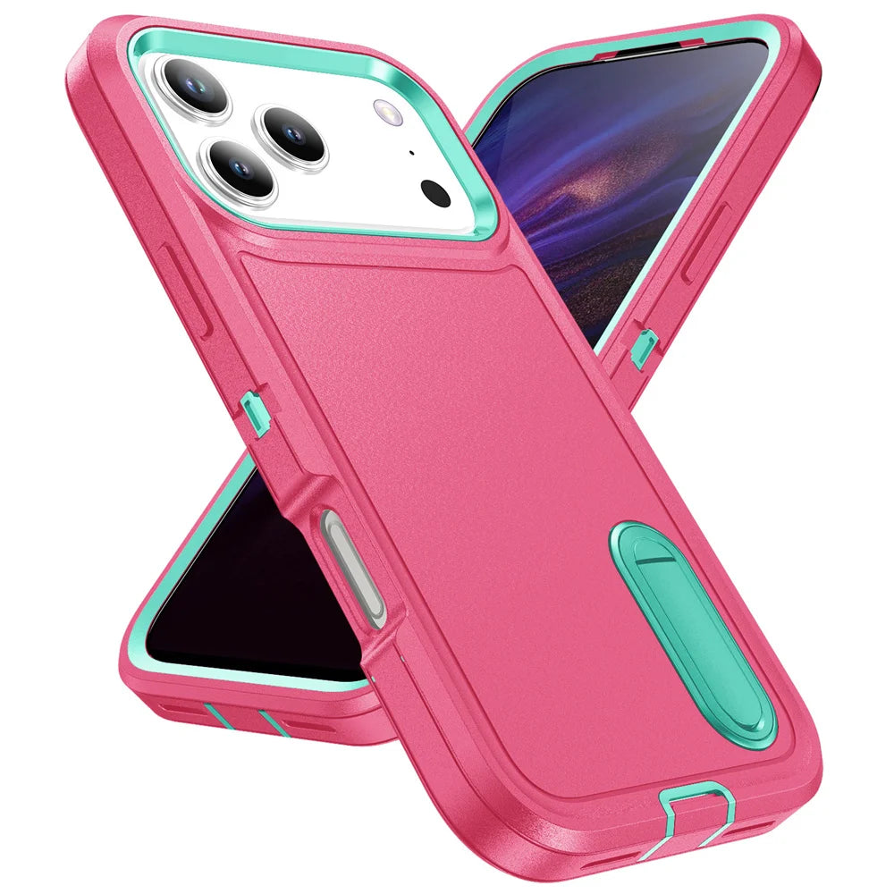 Heavy Duty Armor Phone Case for iPhone – Shockproof Stand Cover with Kickstand for iPhone 11 to 17 Series