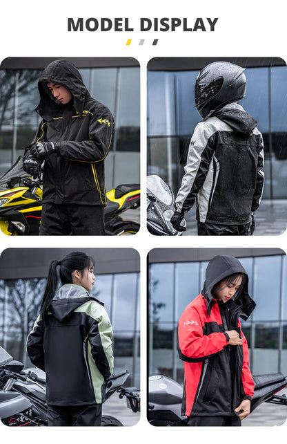 Waterproof Motorcycle Raincoat Suit – Men & Women Moto Raincoat Jacket & Pants Set for Bikers