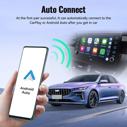 XUDA Mini 2-in-1 AI Box - Wired to Wireless CarPlay with 5G WiFi & Bluetooth 5.0, Android Auto, Plug and Play with Non-Inductive Connection