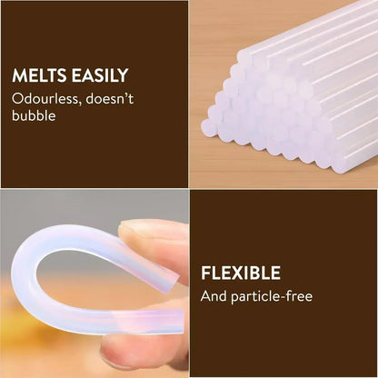 50-Piece Transparent Hot Melt Glue Sticks - Universal Adhesive for Electric Glue Guns, DIY Crafts & Repairs