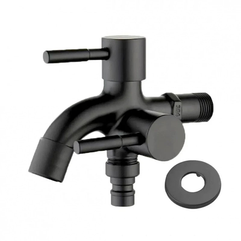 1/2" Dual Outlet Faucet Adapter – Double Control Water Tap, One-In-Two-Out Washing Machine & Bidet Bathroom Sink Connector Valve