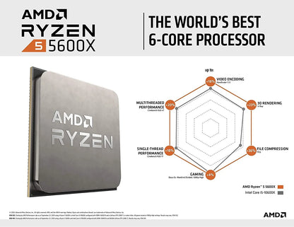 AMD Ryzen 5 5600X CPU - 6-Core, 12-Thread, 3.7GHz, 32MB L3 Cache, 7NM, 65W TDP, Socket AM4