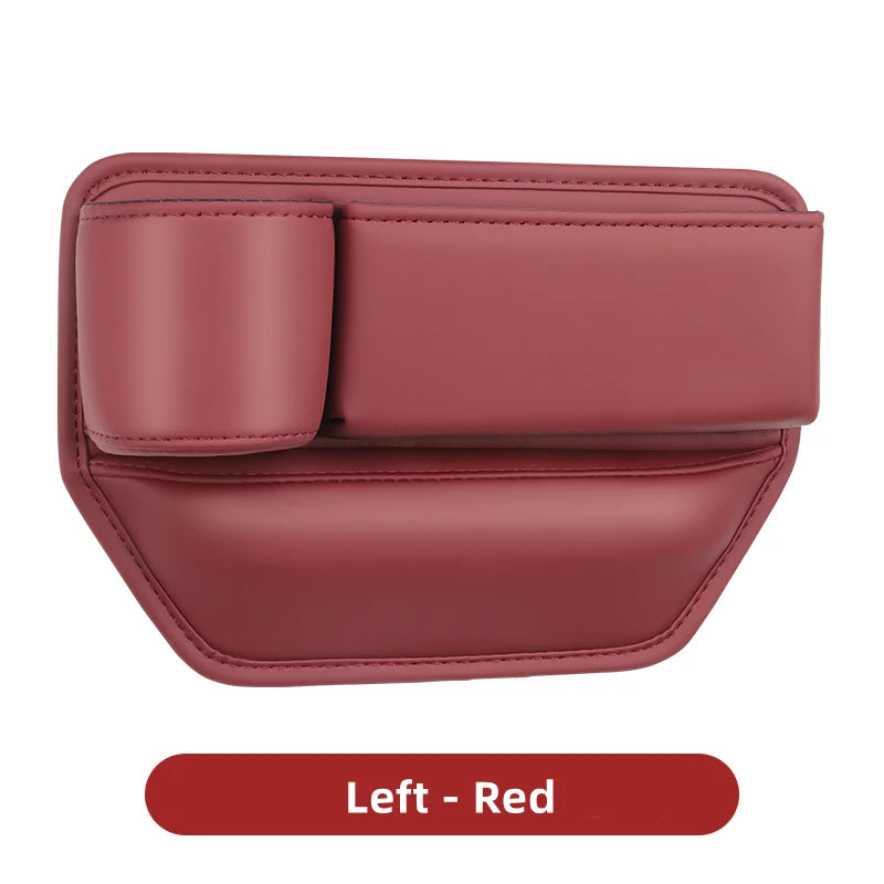 Leather Car Seat Gap Organizer – Multifunction Console Crevice Filler, Side Storage Box with Cup Holder, Car Interior Storage Pocket