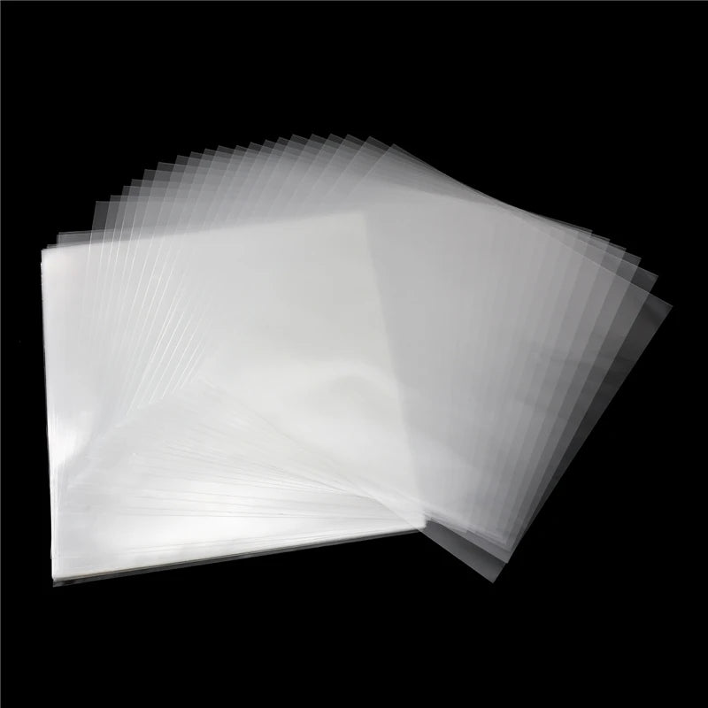 50PCS OPP Gel Vinyl Record Protective Sleeves – Self-Adhesive LP Storage Bags for Turntable, 32.3cm x 32cm