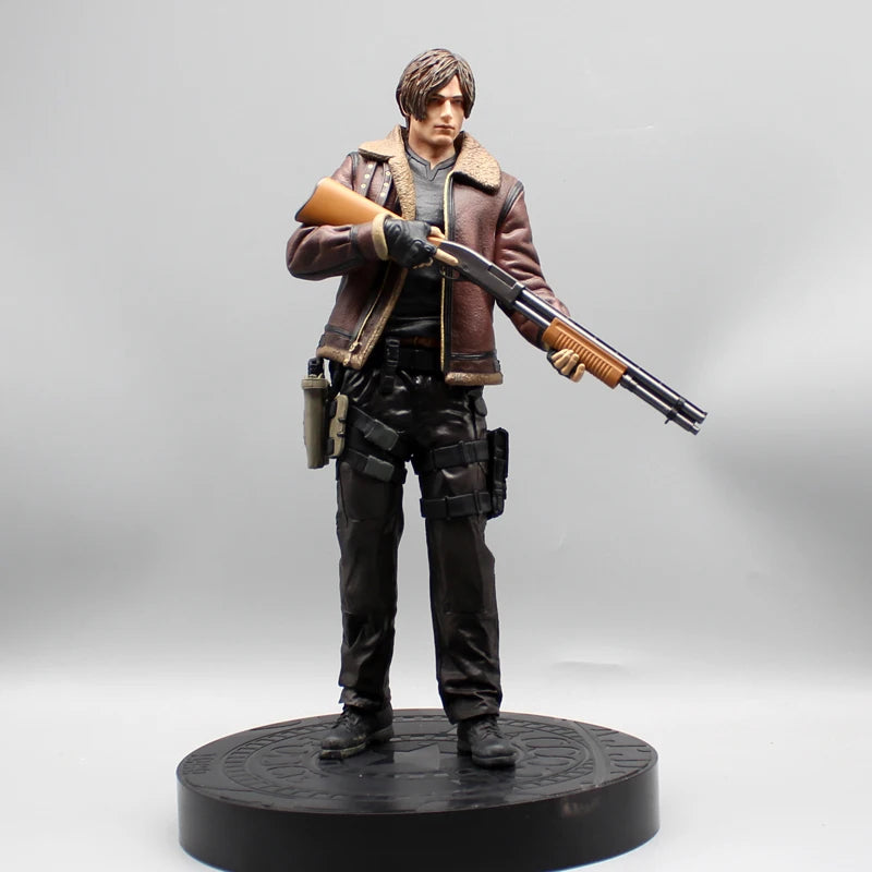 33cm Leon Zombie Hunter Leather Anime Figure – Boys’ Action Model Doll & Desk Decoration Statue