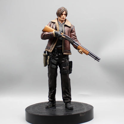 33cm Leon Zombie Hunter Leather Anime Figure – Boys’ Action Model Doll & Desk Decoration Statue