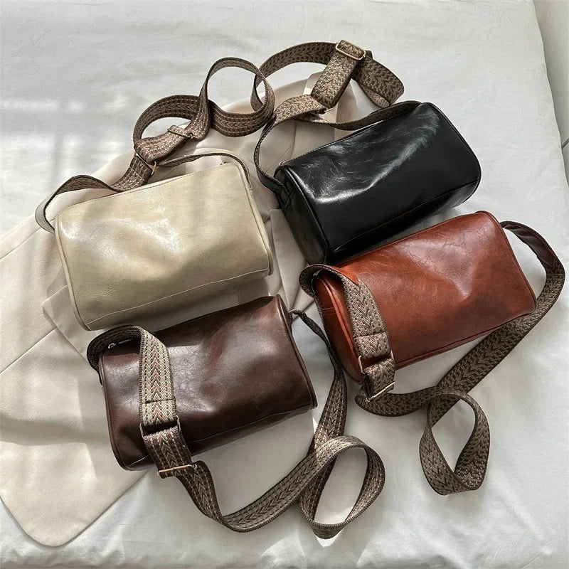 Vintage PU Leather Boston Handbag – Small Women’s Crossbody Purse for Casual Travel & Fashion