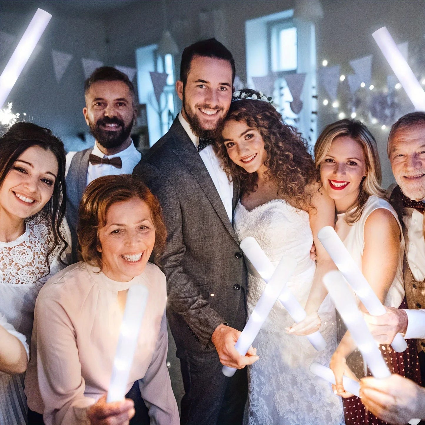 10/20PCS White LED Foam Sticks – 48cm Light-Up Glow Batons with 3 Flashing Modes for Party & Glow-in-the-Dark Events