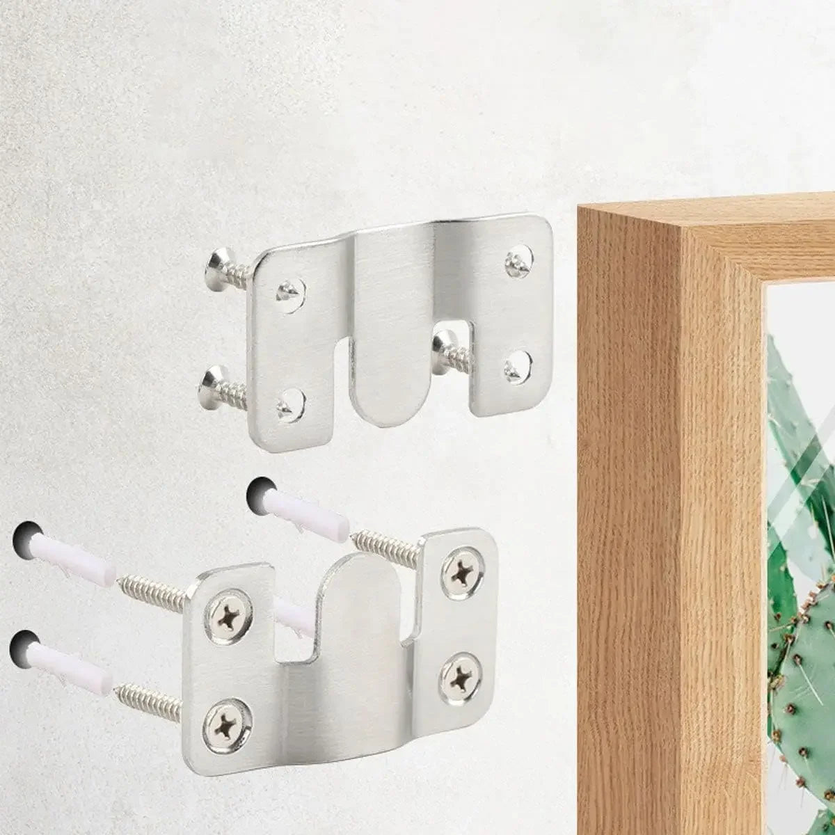 1-10 Set Stainless Steel Picture Frame Hooks | Wall Hanger Flush Mount Hanging Bracket Connector for Furniture
