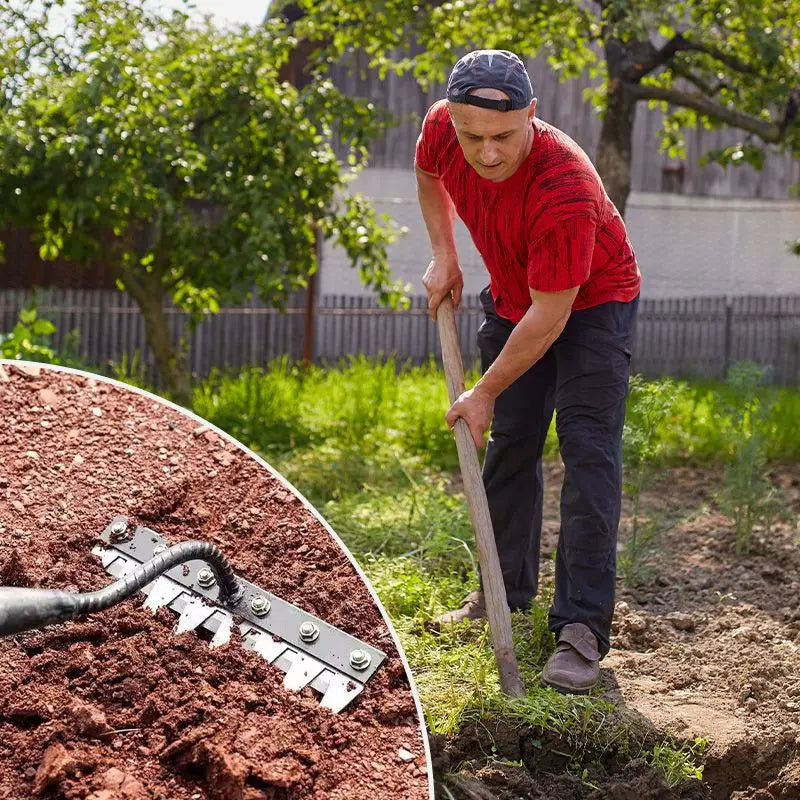 5/6/7/8 Teeth Carbon Steel Garden Hand Rake – Farm Weeding Scarifier, Agricultural Metal Harrow Tool