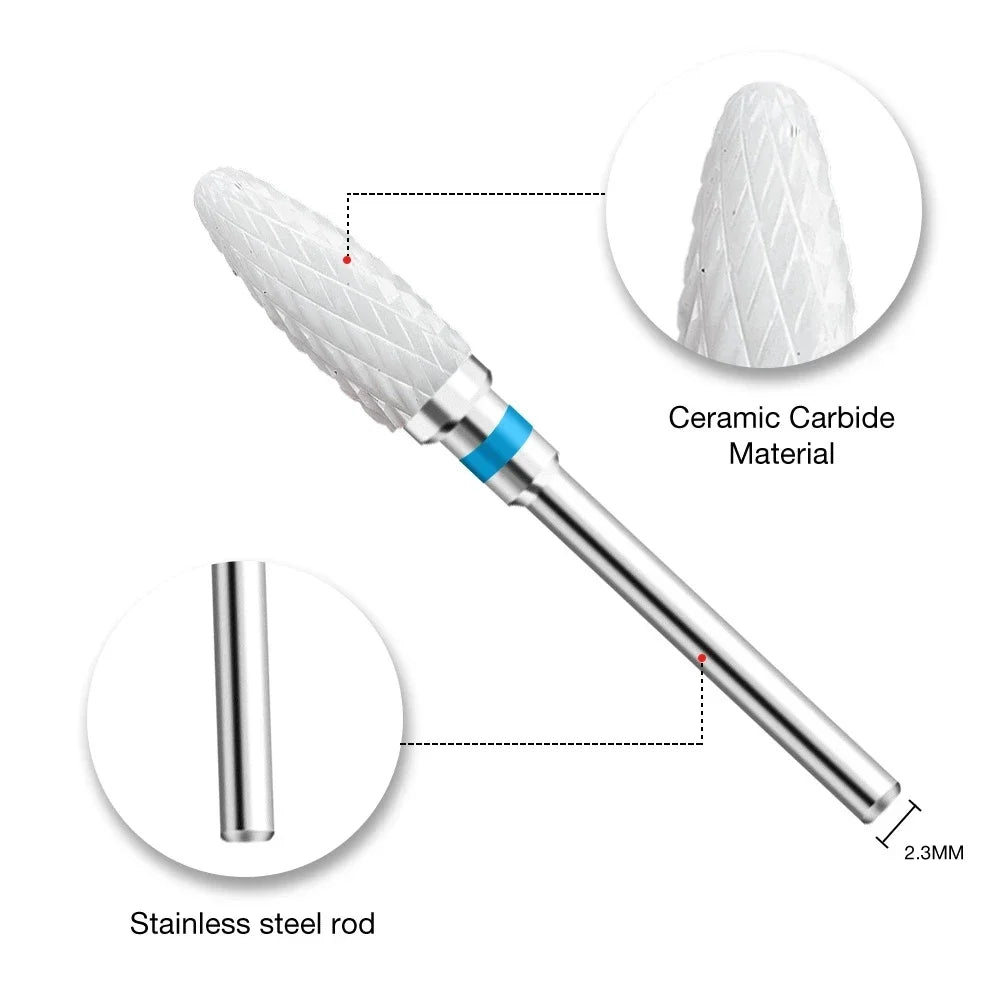 Manicure Pedicure Tools: Ceramic Carbide Nail Drill Bit - Electric Drill Machine Burr Milling Cutter for Precision Nail Care
