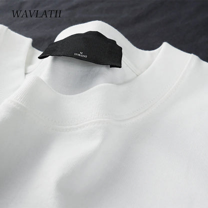 WAVLATII Oversized Summer T-Shirt – Unisex Korean Streetwear Solid Color Casual Tee for Men & Women, Basic Loose Fit Top