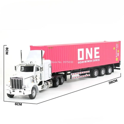 1:50 Diecast Transport Truck Model — Alloy Container Trailer with Doors, Light & Sound, Miniature Toy Gift for Kids