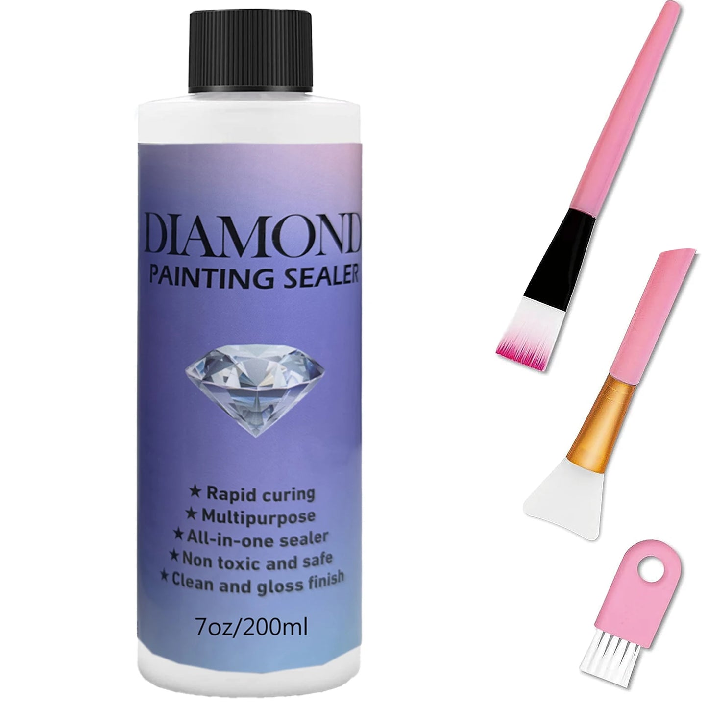 Diamond Painting Sealer Glue with Brushes — 60ML/120ML/200ML Permanent Hold & Shine Puzzle Coating Set