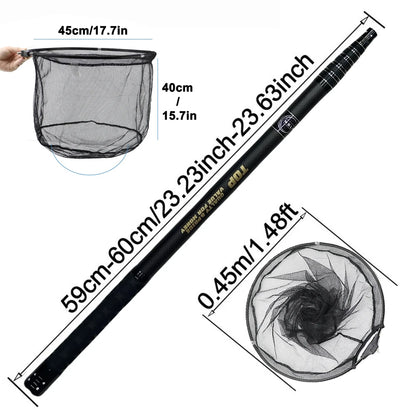 MBLN 328cm Ultralight Portable Landing Net – Carbon Handle & Aluminum Alloy Head, 414g Total Weight