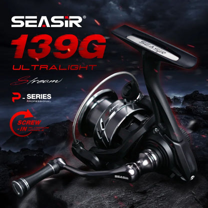 SEASIR Stream Spinning Reel - 139g Ultralight Fishing Wheel with Carbon Washers, 5+1BB & 5.4:1 Gear Ratio