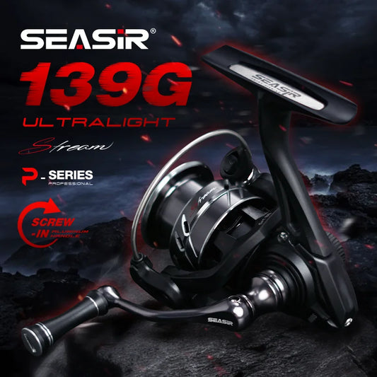 SEASIR Stream Spinning Reel - 139g Ultralight Fishing Wheel with Carbon Washers, 5+1BB & 5.4:1 Gear Ratio