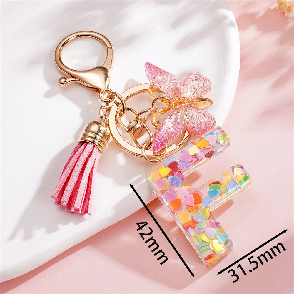A-Z Letter Pendant Keychain - Tassel Key Ring Charm for Women & DIY Jewelry Making