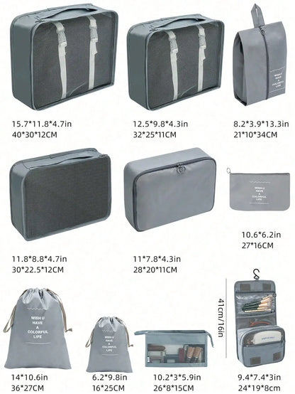 7–10 Pc Travel Organizer Storage Bags Set – Portable Packing Cubes for Suitcase, Clothes, Shoes & Luggage Tidy Pouch