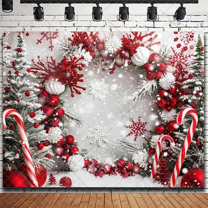 Merry Christmas Backdrop 2026 – Santa, Snowman & Xmas Tree Background for Family Party, Baby Shower & Photo Props