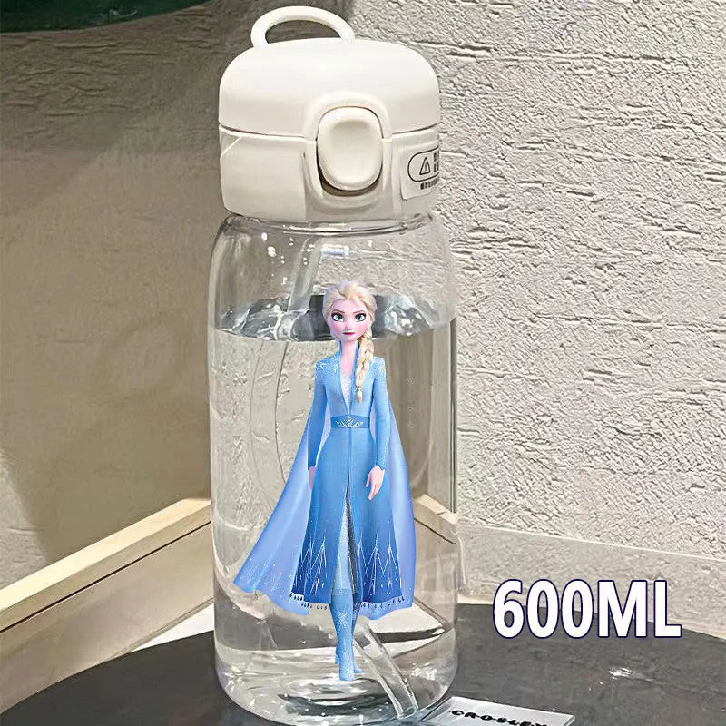 600/400ML Mermaid Princess Water Cup – Portable Transparent Plastic Sport Bottle for Kids