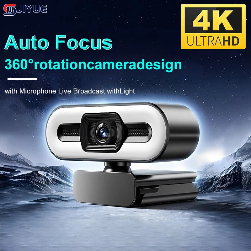 Portable Full HD Webcam – 1080P/2K/4K Autofocus PC & Laptop Camera with Microphone, Flexible Live Streaming and Broadcast Light