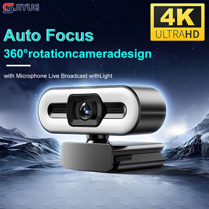 Portable Full HD Webcam – 1080P/2K/4K Autofocus PC & Laptop Camera with Microphone, Flexible Live Streaming and Broadcast Light