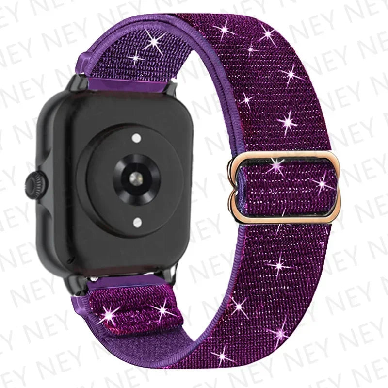 Nylon Elastic Watch Band for Amazfit GTS/GTR 4-3-2, Stratos & Bip Series – Bohemian Shiny Adjustable 20mm/22mm Strap