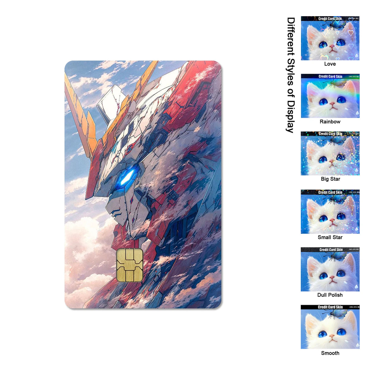 Gundam RX-78-2 & ZGMF-X19A Card Stickers - 2.5D HD Matte Waterproof PVC Skins for Credit and Debit Cards
