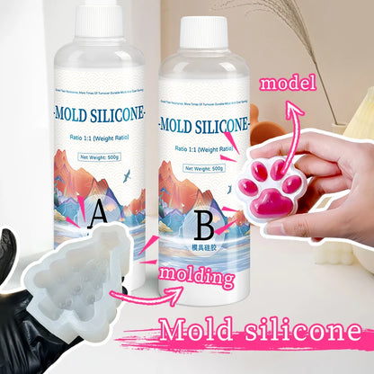 DIY Silicone Mold Making Kit – AB 1:1 Liquid Silicone Rubber, Fast Curing Mold Casting Material (200g/500g)