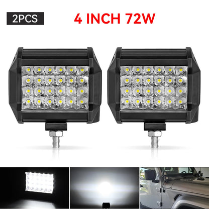 4" / 7" LED Work Light Bar 144W/120W Spot Flood Combo – Off-Road Lighting for Car, Tractor, Boat, Truck, SUV & ATV Repair & Utility Use