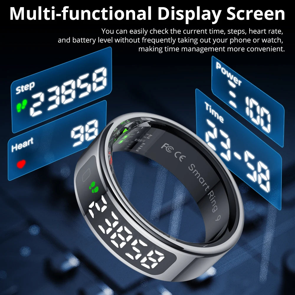 2025 COLMI R12 Smart Ring – Touch Display, Wireless Charging, Health Tracker, 5 ATM Waterproof for Men & Women