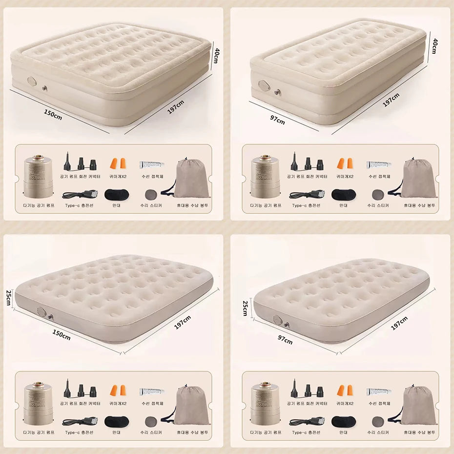 Outdoor Inflatable Air Mattress – Thickened Nap Bed & Air Cushion for Single or Double Use, Home & Travel