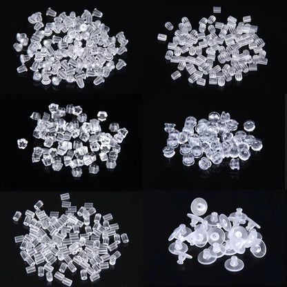 50–2000PCS Soft Silicone Earring Back Stoppers – Clear Rubber Stud Earring Safety Backs, DIY Jewelry Findings Accessories for Secure Fit