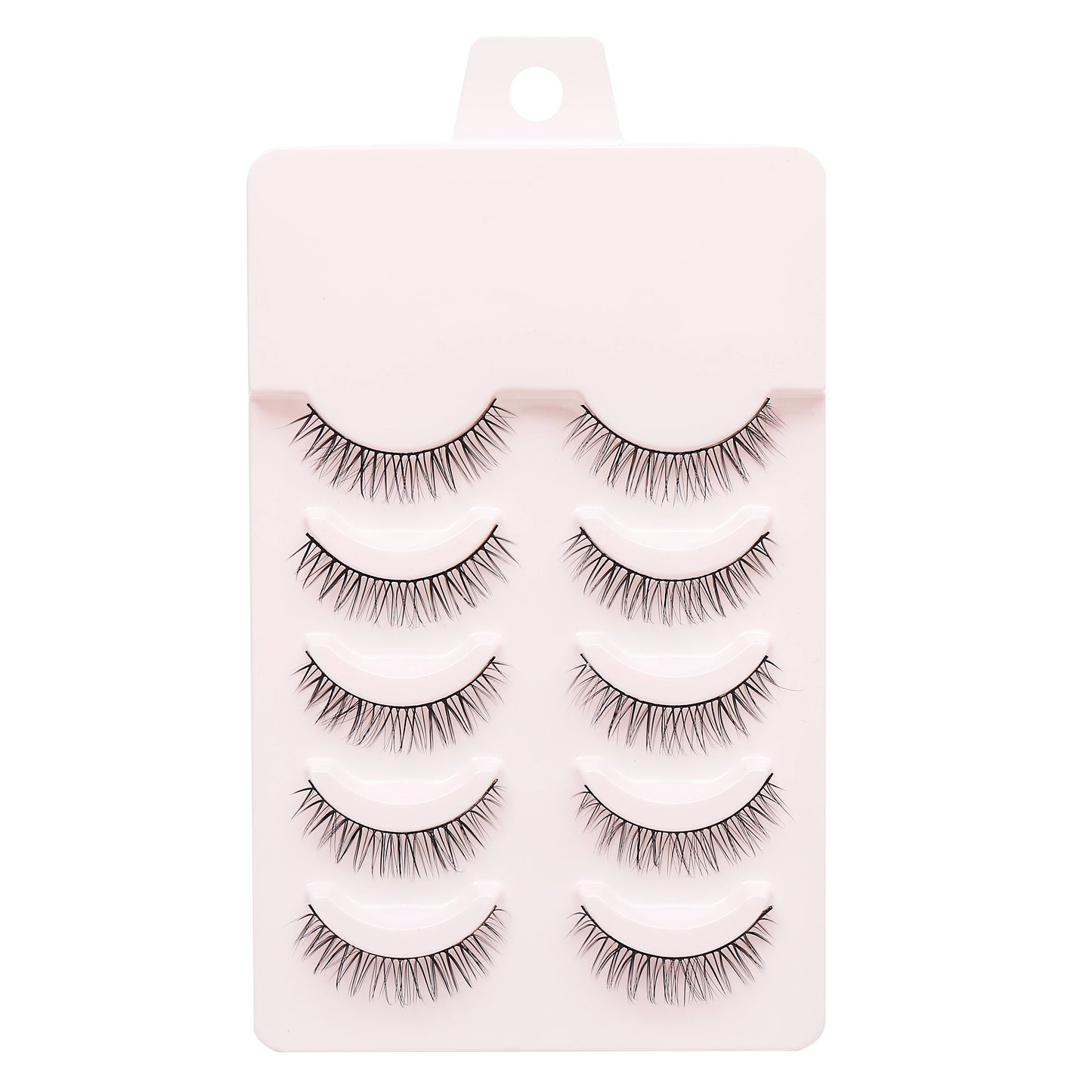 Manga Lashes 5 Pairs – Anime Cosplay Faux Mink Short Full Strip Lashes, Korean Natural Look, Clear Band Soft Eyelash Extensions