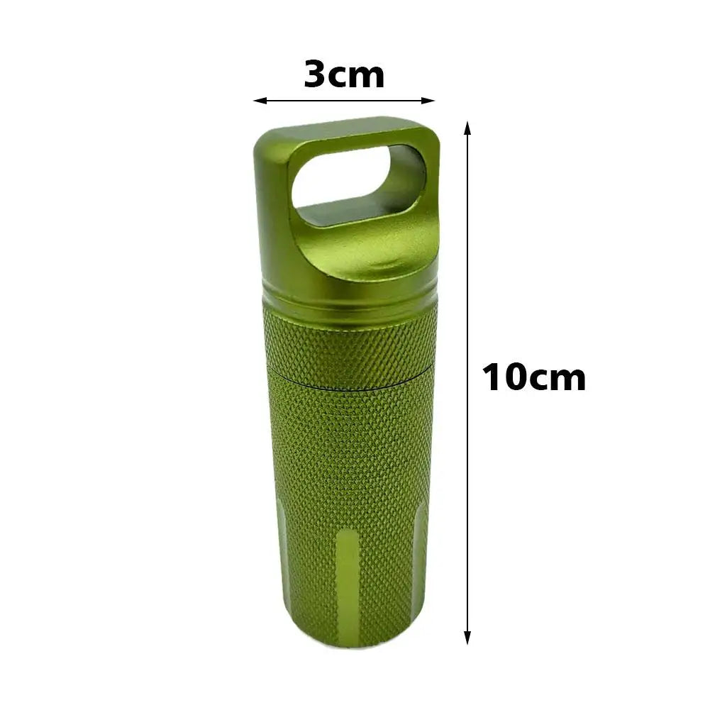 Aluminum Alloy Airtight Pill Container — Portable Waterproof EDC Single-Chamber Capsule Holder & Medicine Case