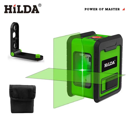 HILDA 2-Line Green Laser Level Meter | Self-Leveling Horizontal & Vertical Laser Tool