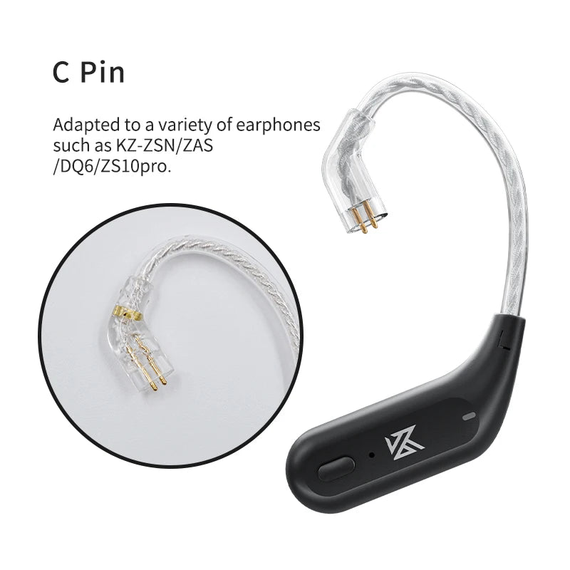 KZ AZ09 Bluetooth 5.2 Module - Wireless HiFi Ear Hook Upgrade Cable with Charging Case
