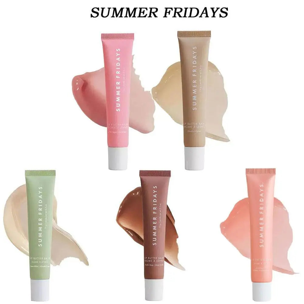 Summer Fridays Vanilla Beige Lip Balm Set – Moisturizing Lip Gloss & Transparent Lipstick with Soft Tube & Mirror