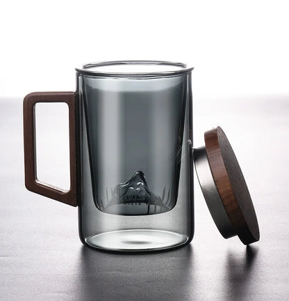 GIANXI High Borosilicate Glass Tea Cup with Belt Filter – Separate Flower Tea Water Cup for Original Tea Making