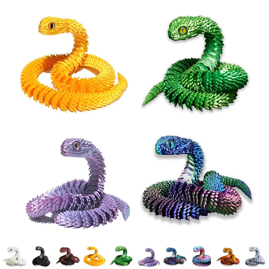 3D Printed Movable Snake Figurine – Realistic Jointed Simulation Ornament for Home & Office, 2025 New Year Craft Gift