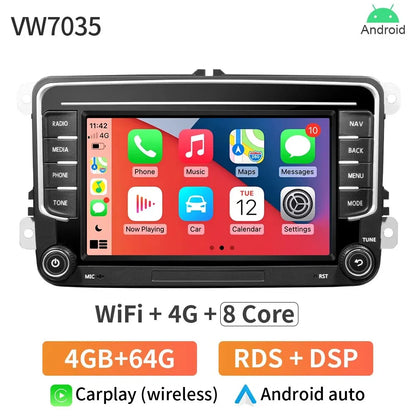 GRANDnavi Android 13 Car Radio GPS - 2Din Multimedia Player for VW, Skoda Octavia, Golf 5/6, Passat B6, Polo, Jetta
