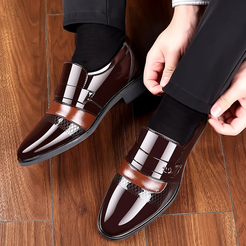 Men’s Leather Oxford Shoes - Retro Carved Brogue Lace-Up Wedding and Formal Business Dress Shoes