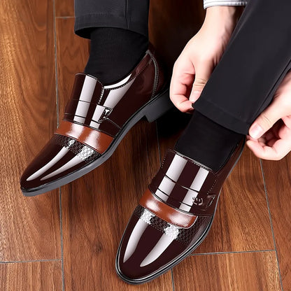 Men’s Leather Oxford Shoes - Retro Carved Brogue Lace-Up Wedding and Formal Business Dress Shoes